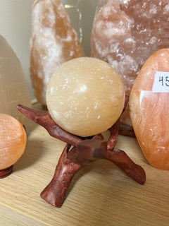Polished Peach Selenite Sphere Medium – Transformation, Protection, & Visualization