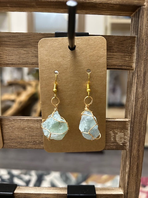 Crystal Earrings - Teal Gem