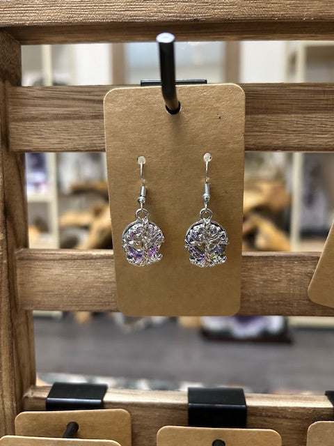Crystal Earrings - Blue & Purple Tree of Life