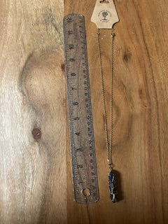 Crystal Necklace - Gold Wrapped Polished Blue Sandstone