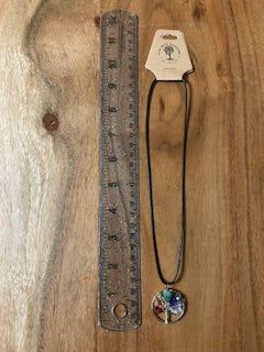 Crystal Necklace - Small Silver Rainbow Tree of Life