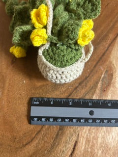 Crochet Hanging Plant - Yellow Flowers