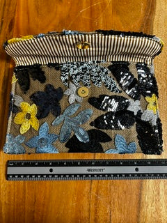 Midnight Yellow Floral Sequined Purse