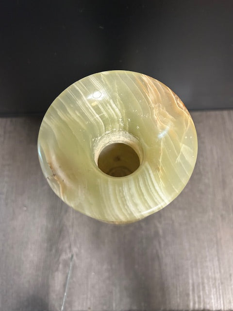 Striped Green Calcite Carved Vase – Radiant Energy & Clarity