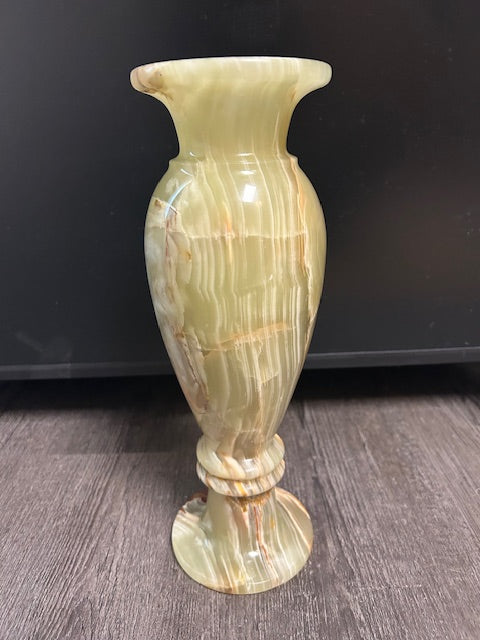 Striped Green Calcite Carved Vase – Radiant Energy & Clarity