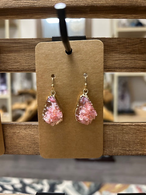 Crystal Earrings - Pink Teardrop