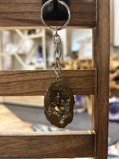 Crystal Keychain - Gold Geode