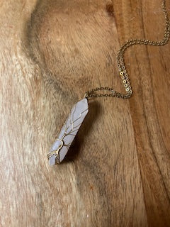 Crystal Necklace - Gold Wrapped Polished Rose Quartz