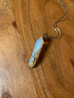 Crystal Necklace - Gold Wrapped Polished Opal