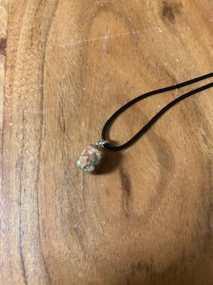 Crystal Necklace - Polished Square Unakite