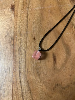 Crystal Necklace - Polished Square Pink Quartz