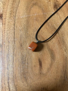 Crystal Necklace - Polished Square Red Jasper