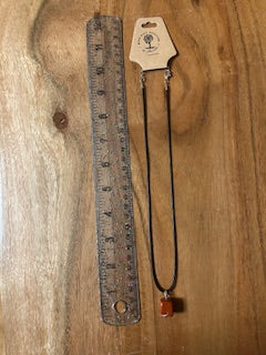 Crystal Necklace - Polished Square Red Jasper
