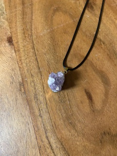 Crystal Necklace - Gold Border Raw Amethyst