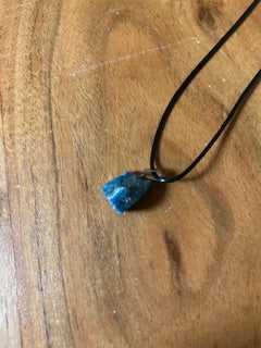 Crystal Necklace - Raw Blue Apatite Piece