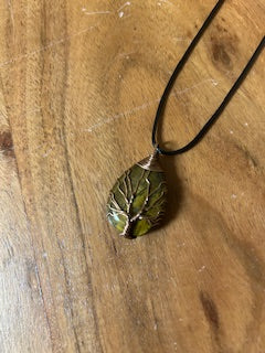 Crystal Necklace - Gold Wrapped Tigers Eye Teardrop