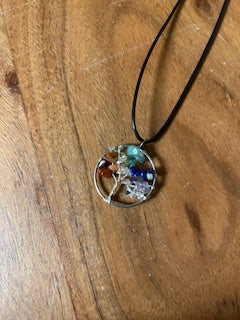 Crystal Necklace - Small Silver Rainbow Tree of Life