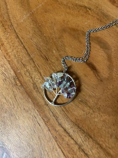 Crystal Necklace - Small Silver Fluorite Tree of Life