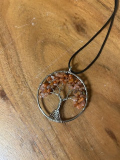 Crystal Necklace - Large Silver Agate Tree of Life