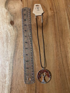 Crystal Necklace - Large Silver Red Jasper Tree of Life