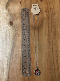 Metal Necklace - Red Mushroom & Moon