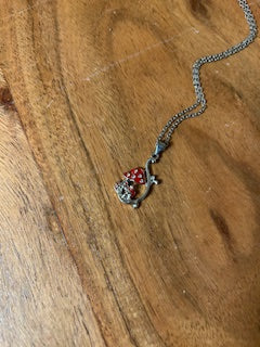 Metal Necklace - Red Mushroom