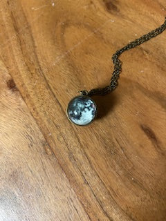 Metal Necklace - Glass Moon Sphere