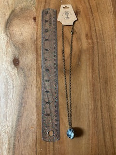 Metal Necklace - Glass Moon Sphere