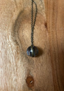Metal Necklace - Glass Moon Sphere