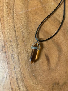 Crystal Necklace - Polished Resin Tower Orange