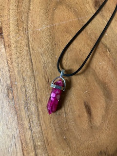 Crystal Necklace - Polished Resin Tower Pink