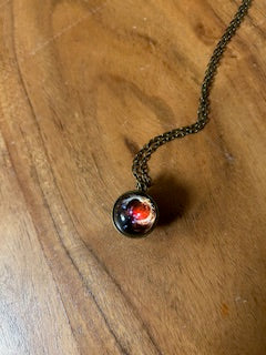 Metal Necklace - Glass Galaxy Sphere