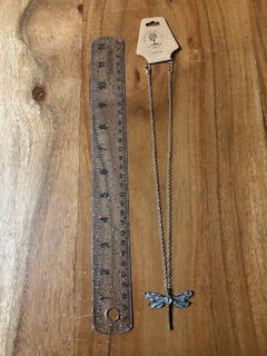 Metal Necklace - Dark Silver Dragonfly