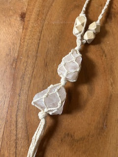 Crystal Keychain - Rose Quartz Macramé