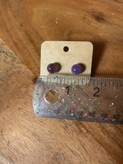 Crystal Earrings - Amethyst Spheres