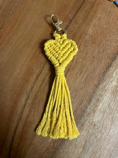 Macramé Keychain - Yellow Heart Banner