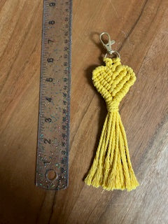 Macramé Keychain - Yellow Heart Banner