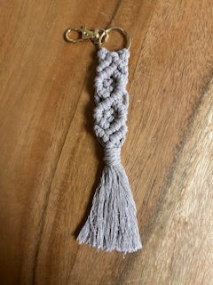 Macramé Keychain - Tinted Gray Banner