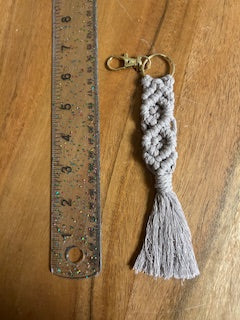Macramé Keychain - Tinted Gray Banner