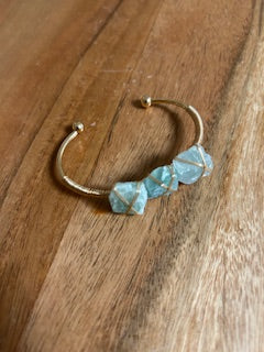 Crystal Bracelet - Gold Green Fluorite Bangle