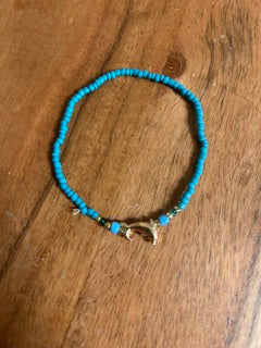 Bracelet - Blue Beads & Dolphin