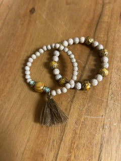 Bracelet - Wooden Beads & Tassel Set
