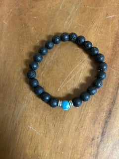 Crystal Bracelet - Lava Rock & Turquoise