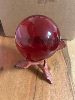 Red Aura Glass Sphere – Rooted Power & Passion