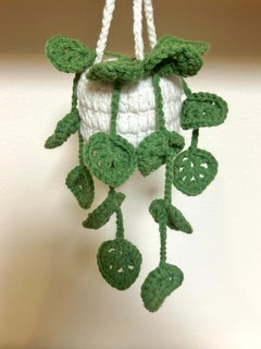 Crochet Hanging Plant - Large Green Leaves