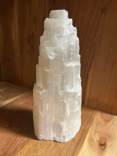 Pointed Selenite Tower Lamp – Vitality, Renewal & Elemental Connection