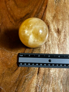 Large Honey Calcite Sphere – Wisdom, Freedom, & Wealth