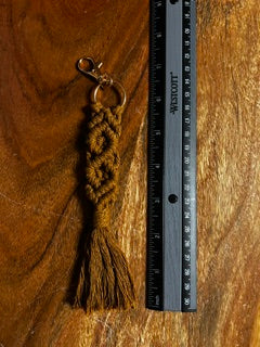 Macramé Keychain - Brown Banner