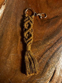 Macramé Keychain - Brown Banner