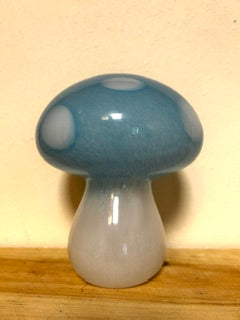 Blue Spotted Glass Mushroom Statue